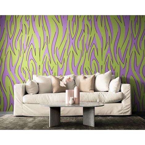 Papier Peint Rétro - Flammes Néon - 150 x 250 cm (1/2)