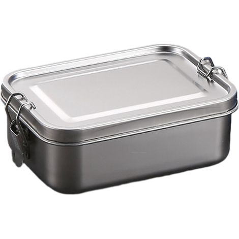 Boîte à bento 850 ml - Boîte à lunch - Acier inoxydable 304 - Sans séparateurs - Boîte à lunch isotherme - Compatible lave-vaisselle - 16,5 x 12,1 x 6 cm (1/4)