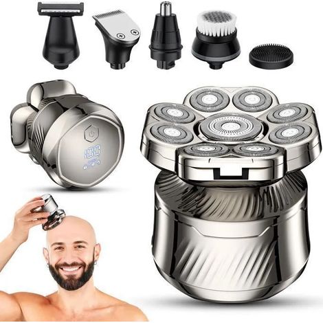 Rasoir Électrique 7D Homme - Tete Chauve - 6 en 1 -Tondeuse Crane Chauve - Étanche IPX7 - Écran LED (1/5)