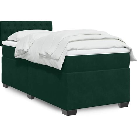 Boxspringbett mit Matratze Dunkelgrün 80x200 cm Samt