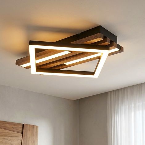 Deckenlampe Deckenleuchte Wohnzimmerlampe Holzoptik LED Schlafzimmerlampe L 33cm (1/5)