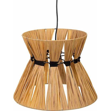 Suspension naturelle en raphia et métal marron pour salon cosy - Raphia naturel et marron foncé (1/5)