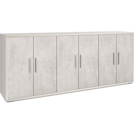 Mobile Basso 6 Ante 203x84x41 cm Ossido Bianco
