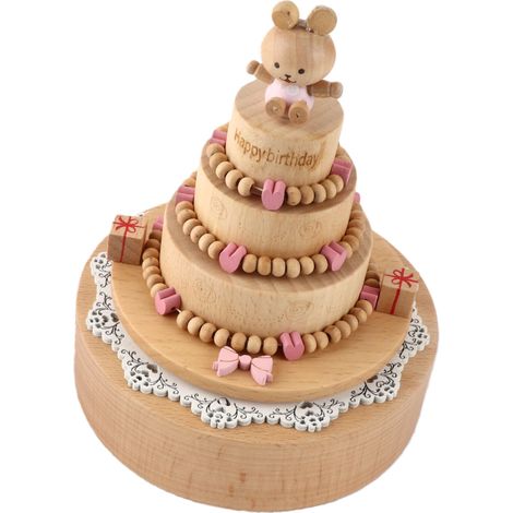 Boîte à musique en bois « Joyeux anniversaire », décoration de gâteau, cadeau d'anniversaire pour enfants (1/5)