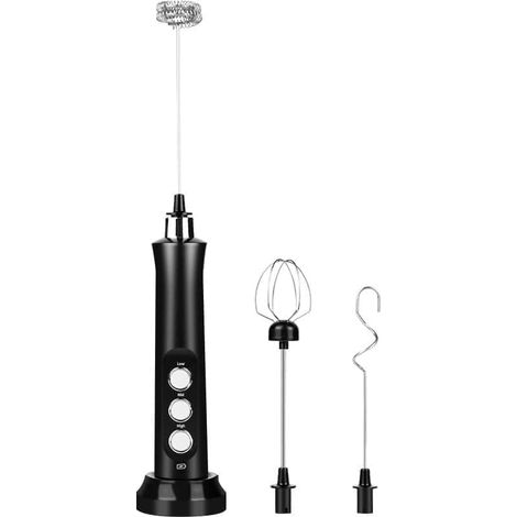 Mousseur à lait électrique, manuel, rechargeable, pour café, noir. (1/5)