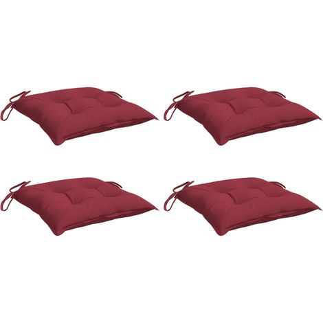 vidaXL Cuscini per Sedia 4 pz Rosso Vino 40x40x7 cm in Tessuto