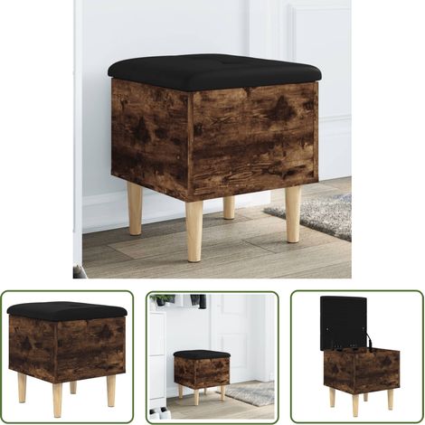 The Living Store Sitzbank mit Stauraum Räuchereiche 42x42x46 cm Holzwerkstoff - Holzbank - Stauraumbank - Wohnzimmerschrank - Garderobe - Eingangsbereich Möbel (1/5)