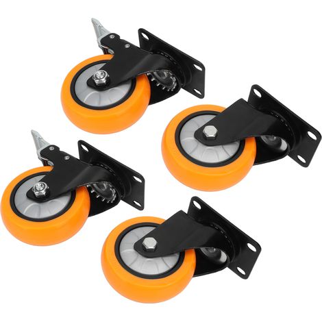 Ensemble de 4 roulettes pivotantes à double roulement à billes, capacité de 113 kg (250 lb), 10 cm (4 po) pour chariots et équipements. (1/5)