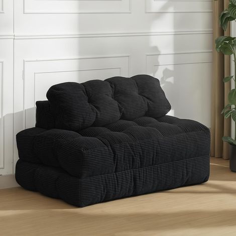 Canapé lit 3 en 1 pliable noir avec oreiller