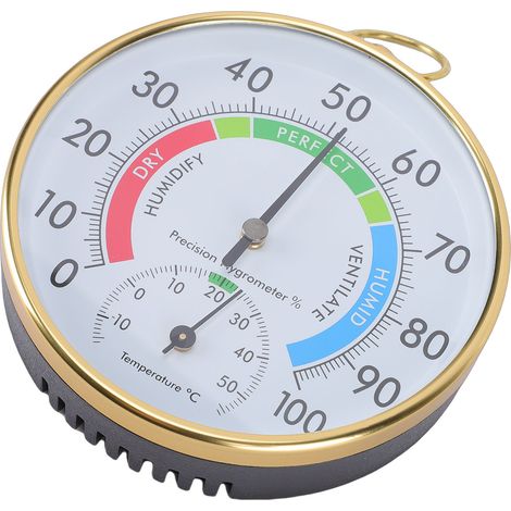 Wandmontiertes Thermometer-Hygrometer für den Innenbereich, Temperatur- und Feuchtigkeitsmesser für Gewächshaus, Haus, Lager, Büro, 10 cm (3,94 Zoll) (1/5)