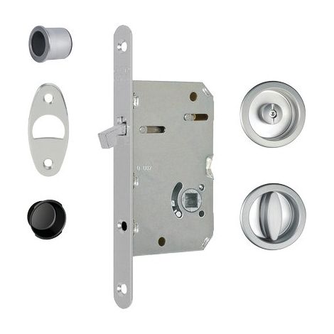SERRATURA PORTA SCORREVOLE SCIVOLA TRE AGB  NICCHIE TONDE E.MM 50 B.TONDO CROMATO OPACO