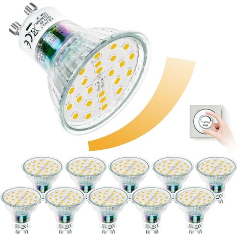 Ampoules LED GU10, GU10 Dimmable lot de 10, GU10 dimmable blanc neutre 6000K 650lm 6W Remplace les ampoules halogènes 65W, Angle de faisceau 120° Spot sans scintillement (6000K) (1/5)