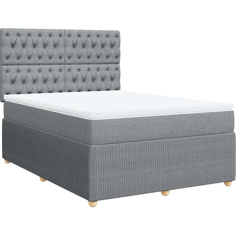 Maison Exclusive - Cama box spring con colchón tela gris claro 14