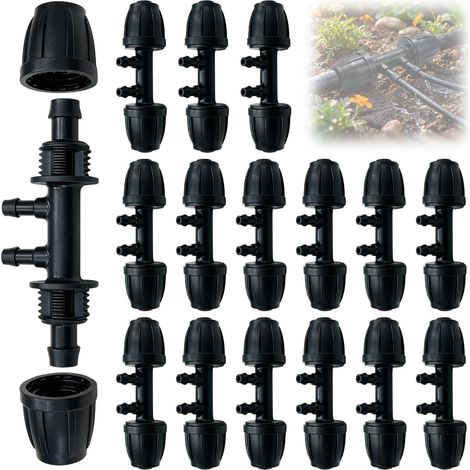 10 Pièces Raccord Tuyau d'Arrosage, Raccord Tuyau 16mm pour Tuyau Goutte à Goutte 16mm, Connecteurs d'eau Droit en PE, Idéaux pour Jardinage, Serres et Agriculture (4-way hose fittings(15PCS)) (1/5)