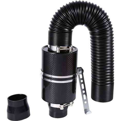 Kit d'aspiration d'air froid en fibre de carbone, Système d'aspiration filtre à air sport voiture boîte filtre à air Rubber Intake Flow pantalon tuyau air froid filtre série 3"boîte universelle (1/4)