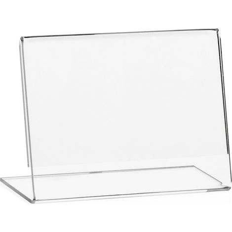 10 pezzi VITAdisplays DIN A7 espositore pubblicitario a L in formato orizzontale, portaprezzi, espositore di prezzi (10,5 x 7,4 cm), trasparente in PLEXIGLAS® originale (confezione da 10)