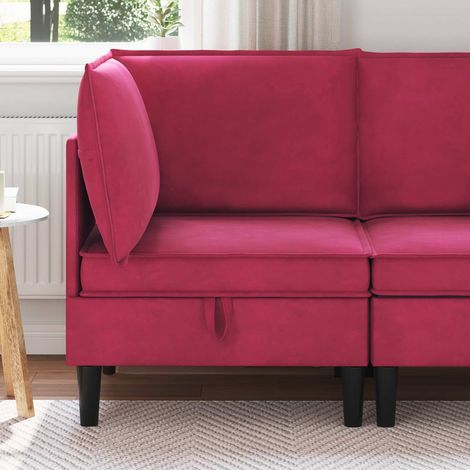 Canapé d’angle 1 place avec rangement en velours bordeaux, 70 x 70 x 82 cm, 18.5kg - PANGIVO (1/5)