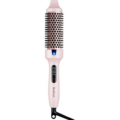 Peigne à air chaud, fer à friser et fer à permanente pour créer des coiffures volumineuses fabriqué en céramique tourmaline pour minimiser les dommages aux cheveux (rose). (1/5)