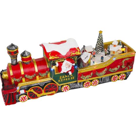 Treno di Babbo Natale 16x11x37 cm in Resina con Musica e Luci (1/2)