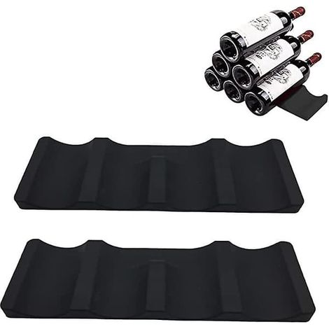 Ecleanfy - Lot de 2 porte-bouteilles pour réfrigérateur, tapis empilable, porte-bouteilles en silicone, porte-bouteilles à vin et à bière, porte-bouteilles pliable (1/5)