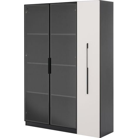 PLACARD 2 EN 1 RAYON LED MDF VERRE NOIR BLANC 110.50 X 35.00 X 160.00 CM (1/5)