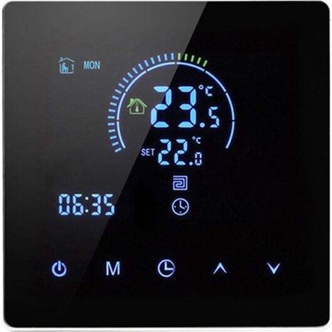 Thermostat connecté WiFi pour chaudière à gaz, thermostat d'ambiance programmable, contrôleur de température mural avec numérique 16 A, noir,de
