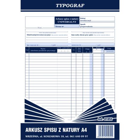 Hoja de inventario físico tipográfica tamaño A4