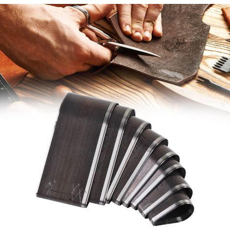 Ensemble de 8 moules à découper le cuir en forme de larme, découpés à la main. (1/5)
