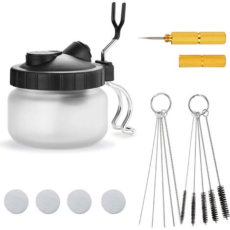 Set mit 4 Airbrush-Reinigungswerkzeugen: Nadel, Düse, Bürste und Glasbehälterhalter (1/5)