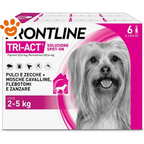 Frontline Dog Tri-Act (2-5Kg) - Confezione 6 Pipette - Antiparassitari CANE