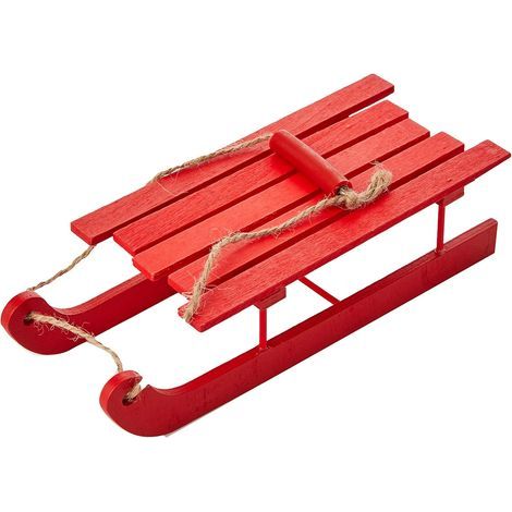 Enchanted Evil Elf Sleigh in Red Wood - 12 cm x 5 cm x 2.7 cm (1 piece) - Light-Up Centerpiece (1/5)