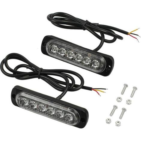 Barra de luz LED ámbar ultradelgada de emergencia 12V-24V – 26 LEDs – Resistente a golpes – Varios modos de parpadeo (1/4)