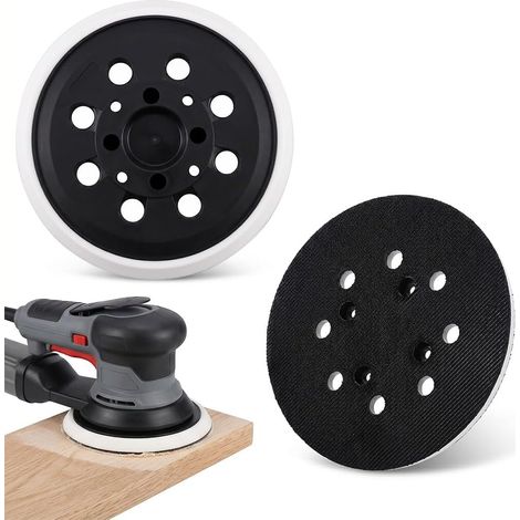 Plateau de Ponçage 125 mm - 1 Pièce - Mousse Dureté Moyenne - 8 Trous d'Aspiration - pour Bosch PEX et Parkside - Noir et Rouge (1/5)
