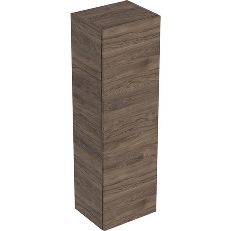 Colonne mi-haute Geberit Smyle Squareavec une porte: Largeur 36cm, Hauteur 118cm, Profondeur 29.9cm, Noyer Carya / Mélamine structuré bois