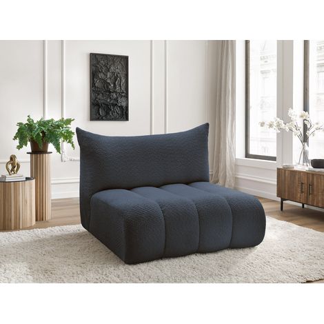 BOBOCHIC - Chauffeuse 2 places sans accoudoir pour canapé modulable AZRA tissu bouclette   Bleu foncé