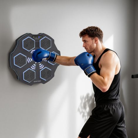 Boîte à musique, enceinte Bluetooth, fixation murale, 9 vitesses et modes, lumières LED, noire (1/4)