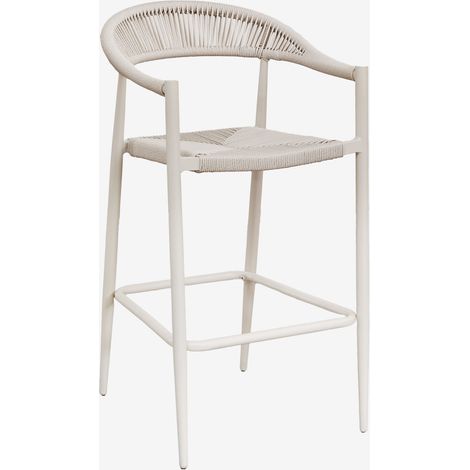 SKLUM 2er-Pack hohe Gartenhocker aus Aluminium und geflochtenem Seil Amatria Beige Tapioca