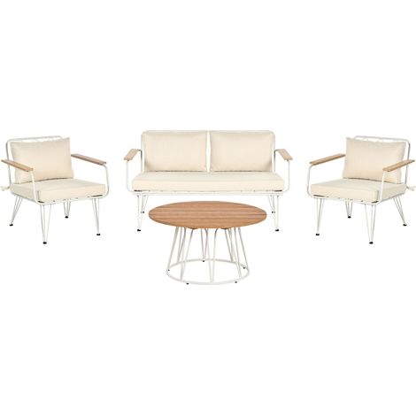 Lounge Set mit Tisch 4-Sitzer MONTESILVANO Metall Hellbeige