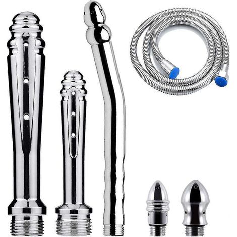 3-teiliges Einlauf-Duschset mit 3 Duschköpfen. Duschset für Herren + Duschschlauch (silber)