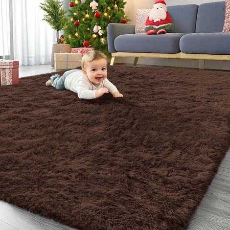 Tapis moelleux et pelucheux pour salon, grand tapis antidérapant, lavable en machine, doux, poils épais, pour chambre d'enfant, crèche, café, 160 x 220 cm (1/5)