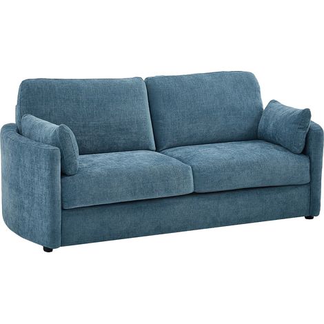 Divano letto 3 posti express Letto 140 cm Materasso 12 cm memory foam in tessuto testurizzato blu - BAGOMI (1/5)