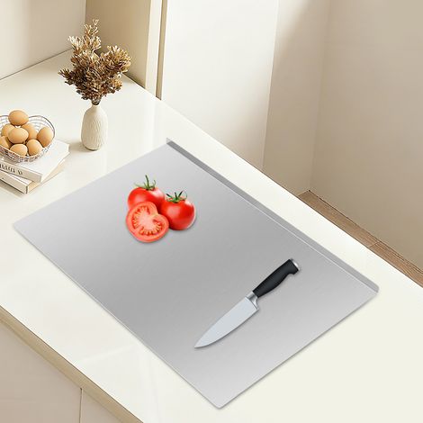 Planches à découper Très grande planche à découper en acier inoxydable Planche à pâtisserie Grande planche à découper en acier inoxydable à double usage pour la cuisine Légumes 50 x 70 cm (1/5)
