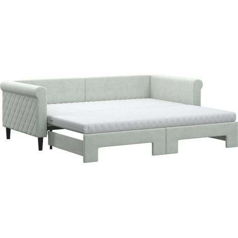 Maison Exclusive - Divano Letto Estraibile Materassi Grigio Chiaro 90x190 Velluto
