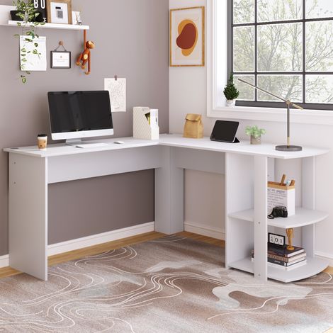 Schreibtisch mit Schwenktisch und Stauraum 126 cm MDF OKMYHOME (1/5)