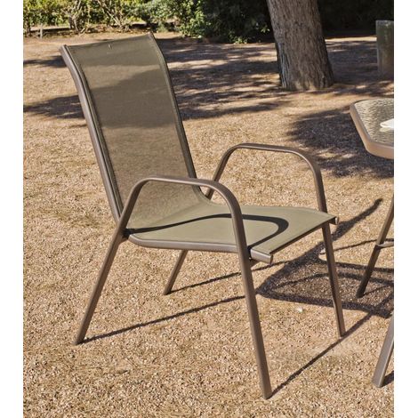 Pack de 2 Sillones acero/textilen Macao-3 apilables bronce. 94 cm(alto) 54 cm(ancho)84 cm(fondo) (1/2)
