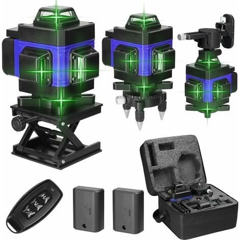 360° 4D 16 Lines Laser Level, 3° Auto Leveling Tool with 2rechargeable lithium battery (1/5)