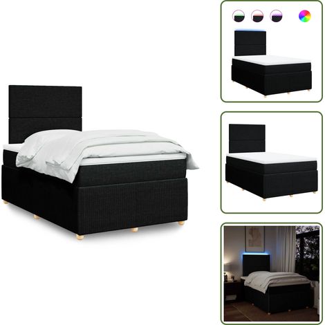 Sommier à lattes de lit avec matelas noir 120x190 cm tissu - Sommier À Lattes De Lit - Sommiers À Lattes De Lit - Lit - Meuble De Chambre À Coucher (1/5)