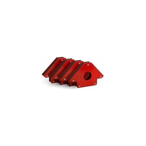 Positionneur de soudage magnétique (lot de 4, force de traction : 11 kg, angles magnétiques : 45°, 90° et 135°), équerre magnétique pour soudage, aimant de soudage rouge avec flèche. (1/5)