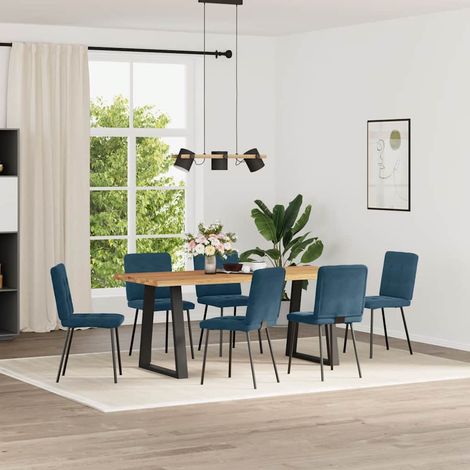 Maison Exclusive - Esszimmerstühle 6 Stk. Blau Samt