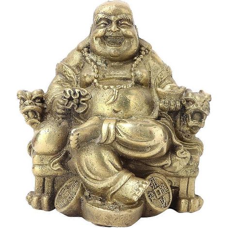 Bouddha Maitreya souriant en laiton pur, collection géomantique, symbole de richesse et de chance (1/4)